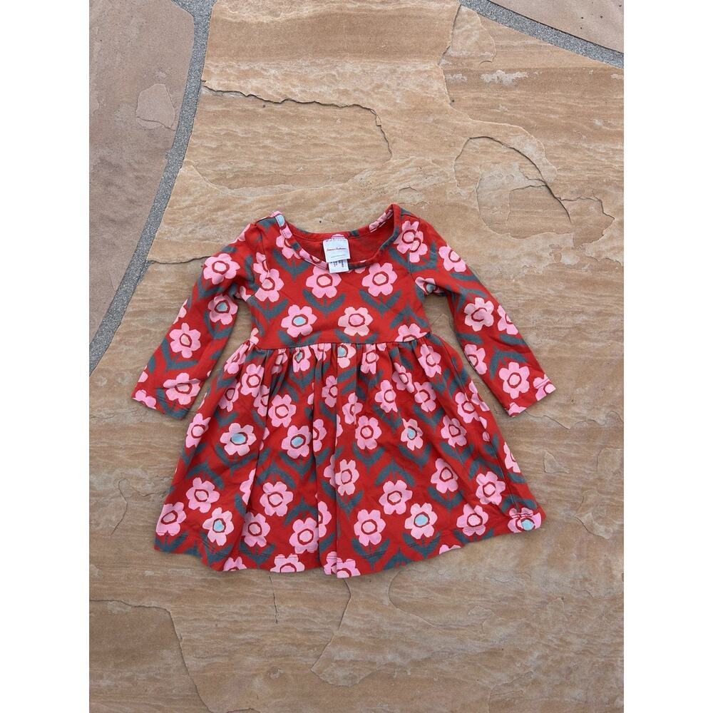 Hanna Andersson Red Floral Long-Sleeve Cotton Dress